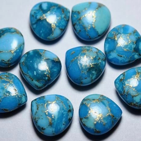 12mm Blue Copper Turquoise Heart Cabochon Loose Gemstones