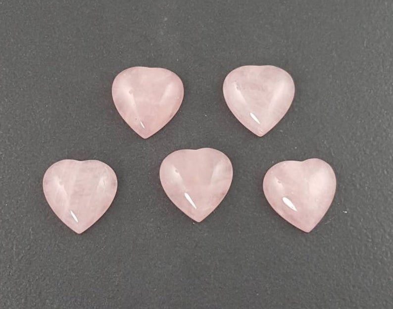 6mm Rose Quartz Heart Cabochon Loose Gemstones