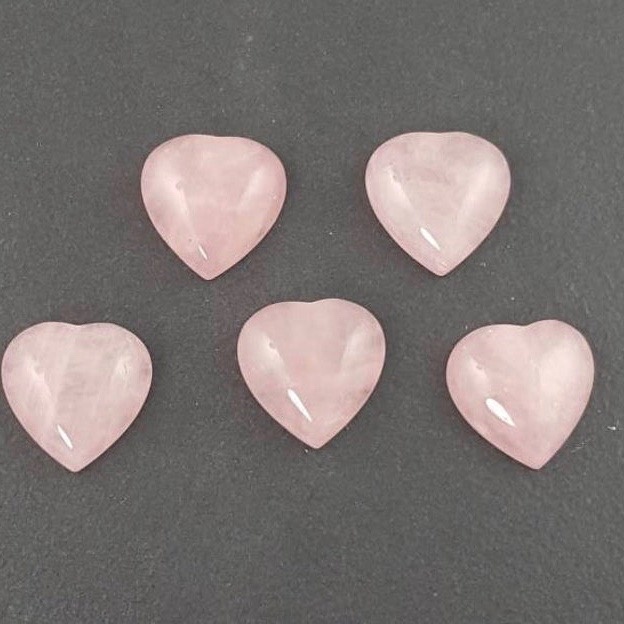 10mm Rose Quartz Heart Cabochon Loose Gemstones