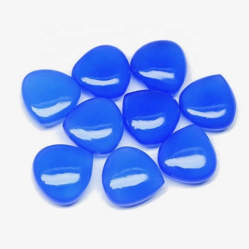 11mm Blue Chalcedony Heart Cabochon Loose Gemstones