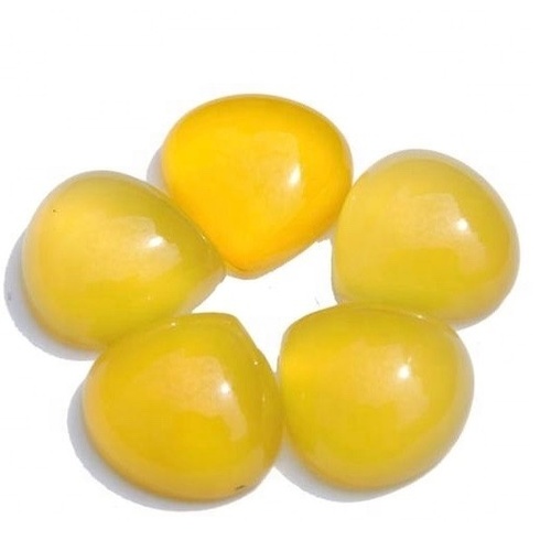6mm yellow Chalcedony Heart Cabochon Loose Gemstones