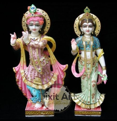 White Marble Jugal Radha Krishna Statue