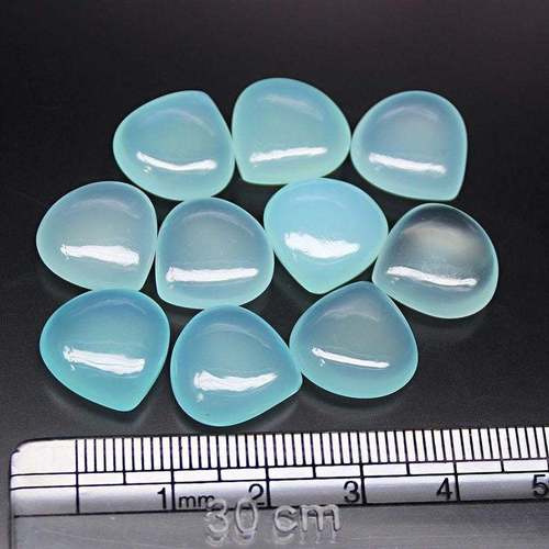 5mm Aqua Chalcedony Heart Cabochon Loose Gemstones