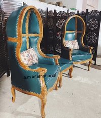 Wooden Bedroom Chairs - Teak Wood, King Size | Hand Painted Finish, Elegant Design For Cozy Living Spaces