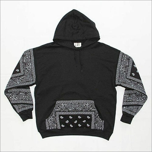 Mens Black Mandala Print Hoodies