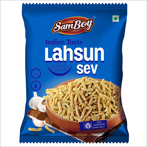 Lahusn Sev - Semolina, 15x20cm, 50g | Crispy Taste, Garlic Flavor, Indian Snack