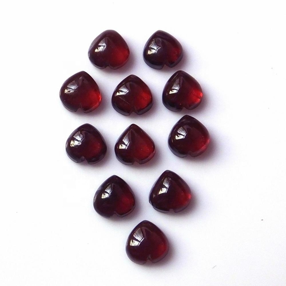 5mm Red Mozambique Garnet Heart Cabochon Loose Gemstones