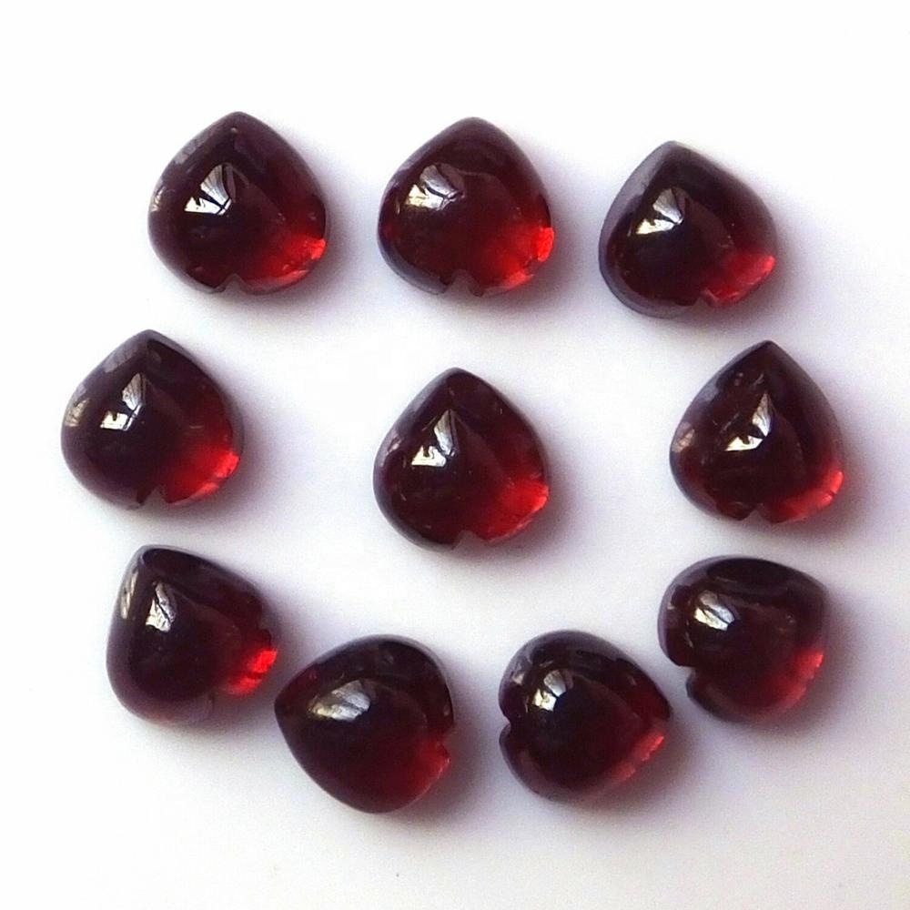 6mm Mozambique Garnet Heart Cabochon Loose Gemstones