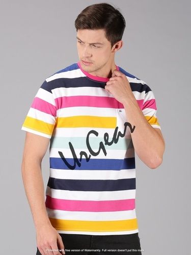 Multicolor Men Round Neck T-shirt