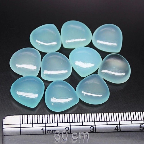 7mm Aqua Chalcedony Heart Cabochon Loose Gemstones