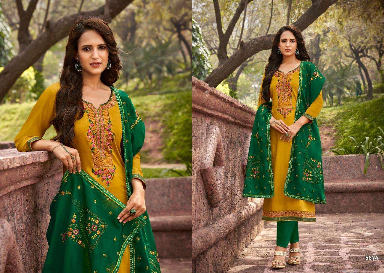 Kessi Zaraa Jam Silk With Embroidery Work Dress Material Catalog