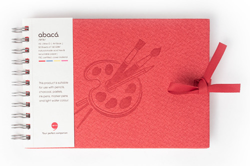 Comma Abaca - A5 Size - Wire-O-Bound Sketchbook (Red)