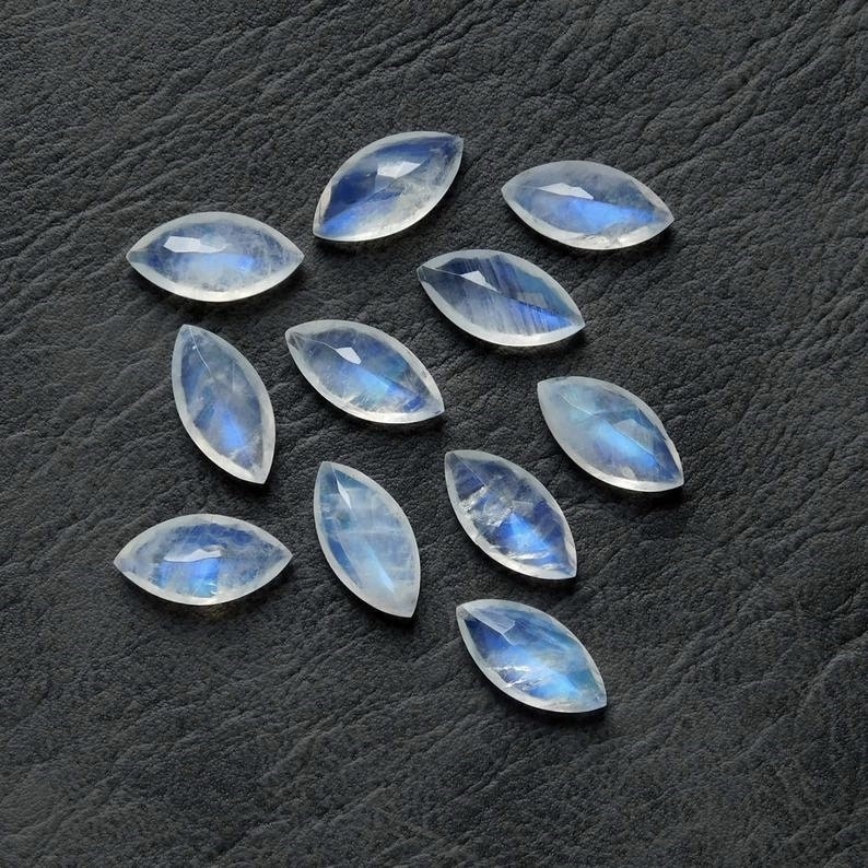 5x10mm Rainbow Moonstone Faceted Marquise Loose Gemstones