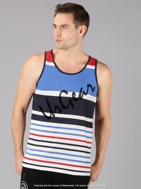 Mens Sleeveless T Shirts - 100% Combed Cotton, Sizes M-xxxl, Multicolor Striped Pattern , O-neck Collar, Soft Bio-washed Fabric, Pre-shrunk