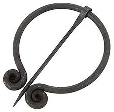 Medieval Armor Iron Fibula Brooch Cloak Pin With Spiraled Ends Black