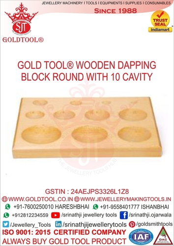 Jewellery Dapping Block With 10 Punches Wooden Set