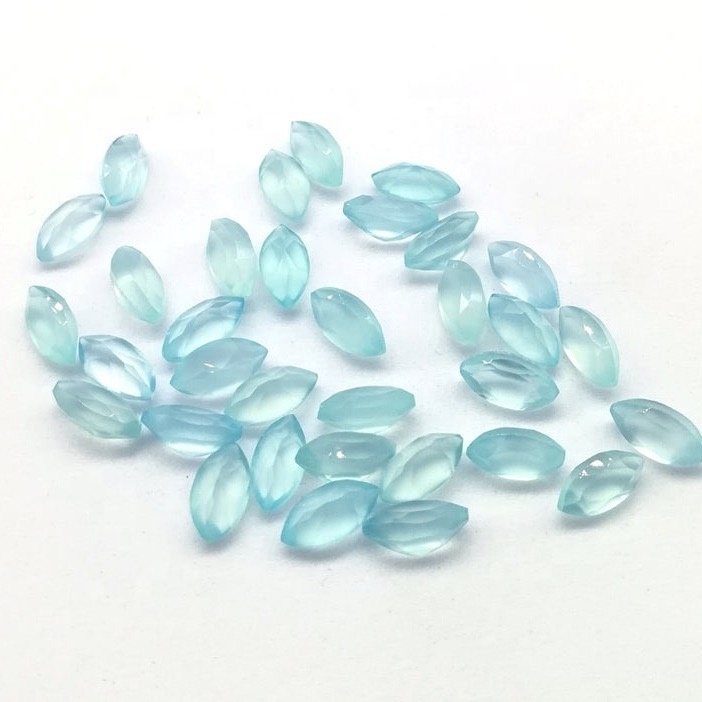 2x4mm Aqua Chalcedony Faceted Marquise Loose Gemstones
