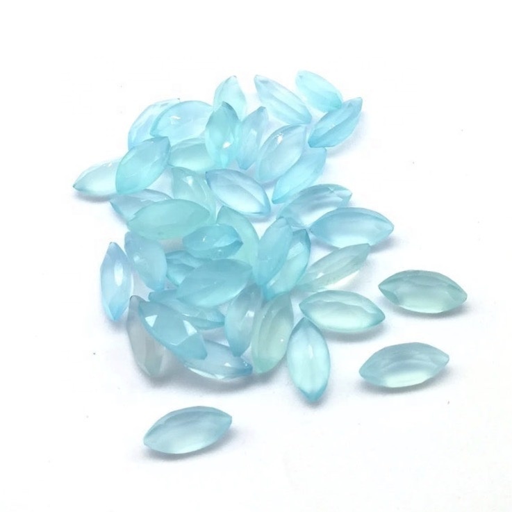 2x4mm Aqua Chalcedony Faceted Marquise Loose Gemstones