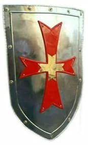 Steel Medieval Heavy Red Cross Knight Shield Battle Armor Medieval Heater Shield 32Inc