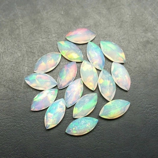 3x6mm Ethiopian Opal Faceted Marquise Loose Gemstones