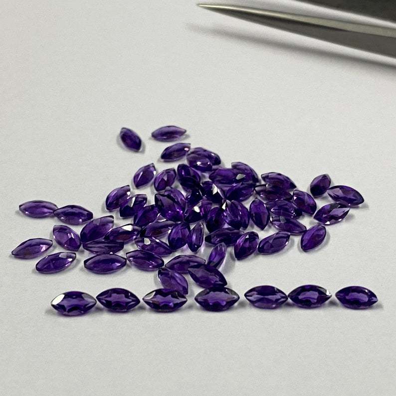 3x6mm African Amethyst Faceted Marquise Loose Gemstones