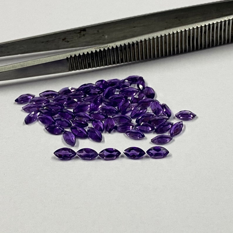 3x6mm African Amethyst Faceted Marquise Loose Gemstones
