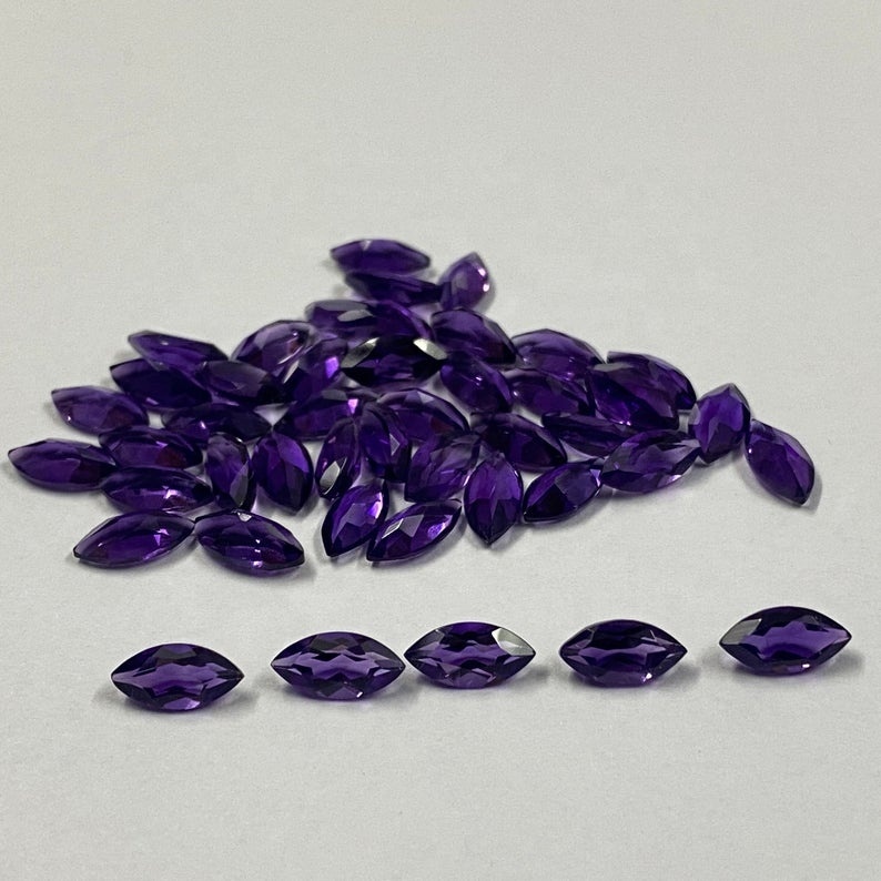 4x8mm African Amethyst Faceted Marquise Loose Gemstones