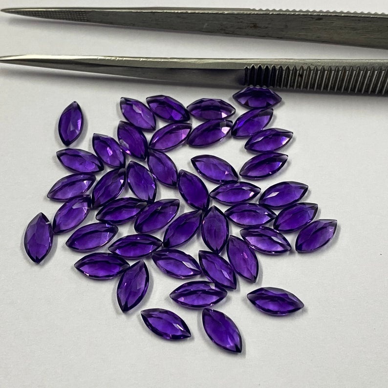 4x8mm African Amethyst Faceted Marquise Loose Gemstones