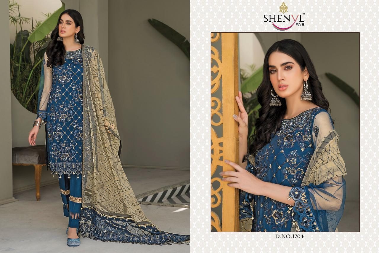 Shenyl Fab Maryams Gold Georgette With Embroidery Pakistani Suit Catalog