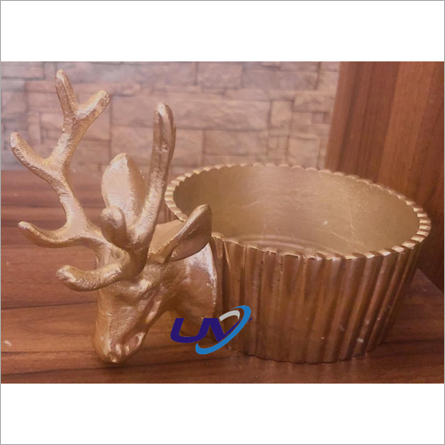 Gold Reindeer Front Candle Stand