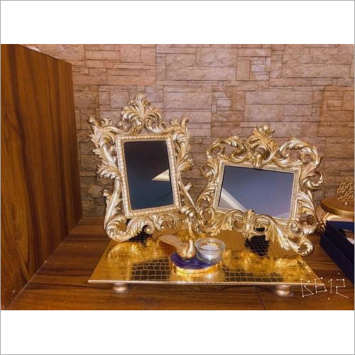 Gold Colour Resin Photo Frame With Curly Designs