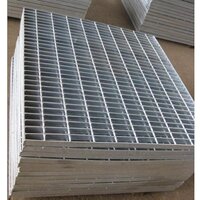 Galvanized Steel Gratings - Electroforged Bar Grating, Silver, Industrial Grade Metal, Non-slip Serrated Surface, Versatile For Diverse Applications