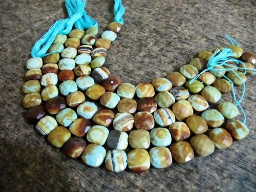 Natural Boulder Opal Cushion Shape Briolette Stone 12-13mm Beads