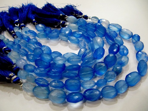 Natural blue Chalcedony oval shape 10 to 15mm Beads