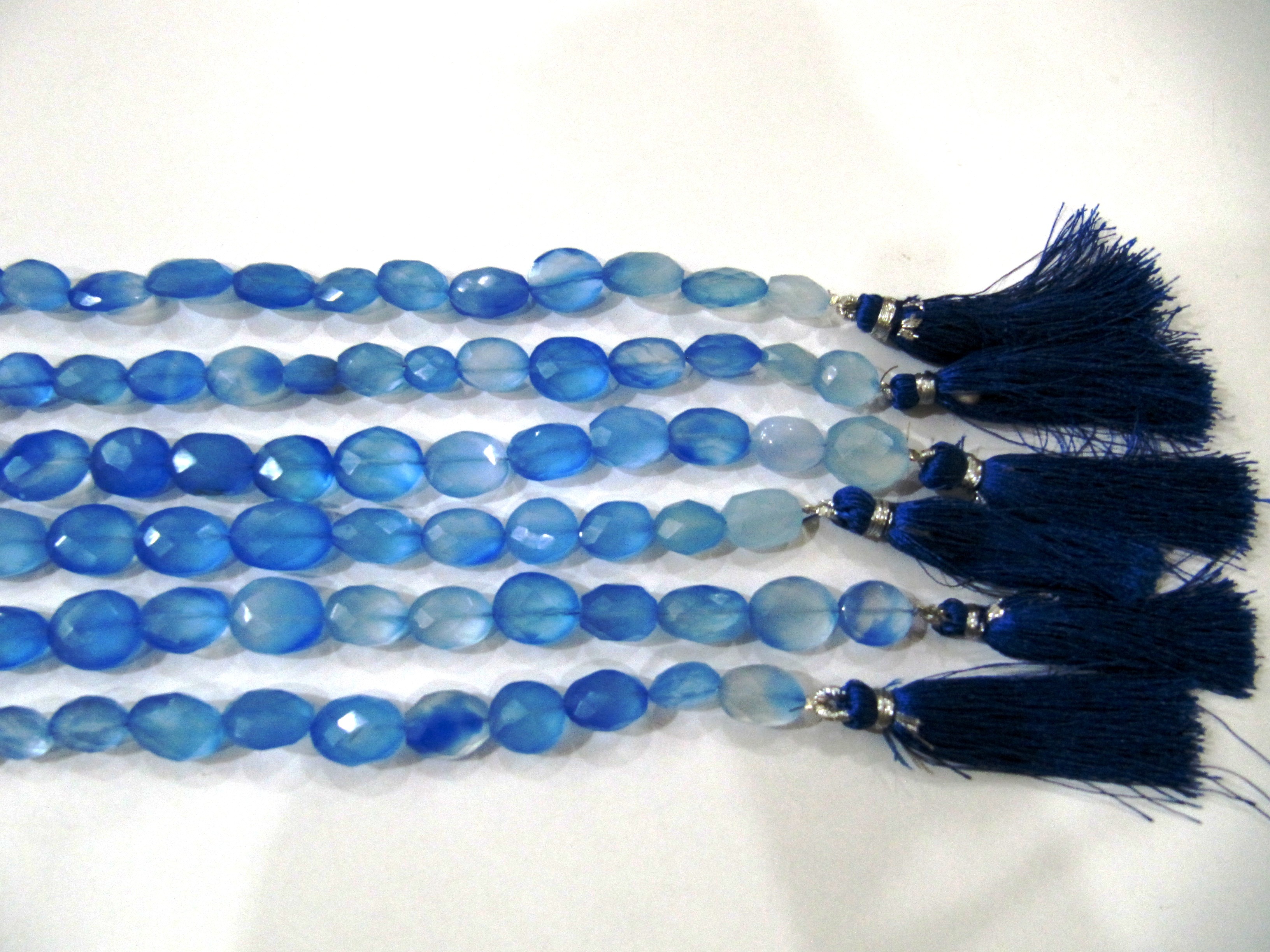 Natural blue Chalcedony oval shape 10 to 15mm Beads