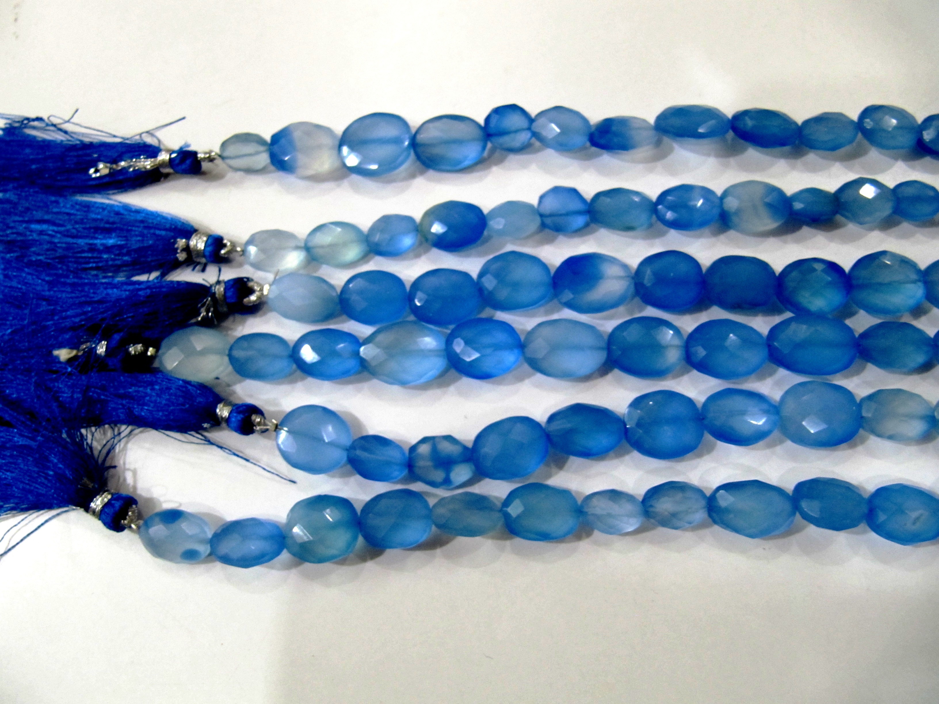 Natural blue Chalcedony oval shape 10 to 15mm Beads