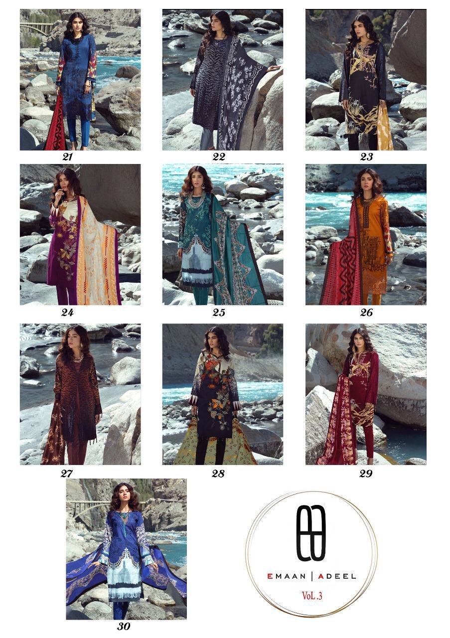 Emaan Adeel Vol 3 Lawn Printed Karachi Dress Material Catalog