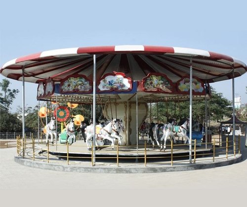 FRP Round Carousel Horse Amusement Ride
