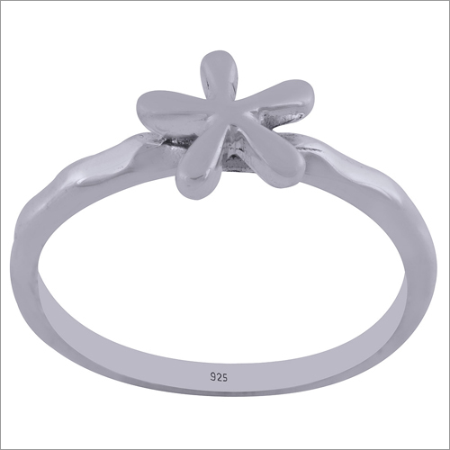 Flower On Plain 925 Sterling Solid Silver Handmade Ring