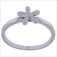 Flower On Plain 925 Sterling Solid Silver Handmade Ring
