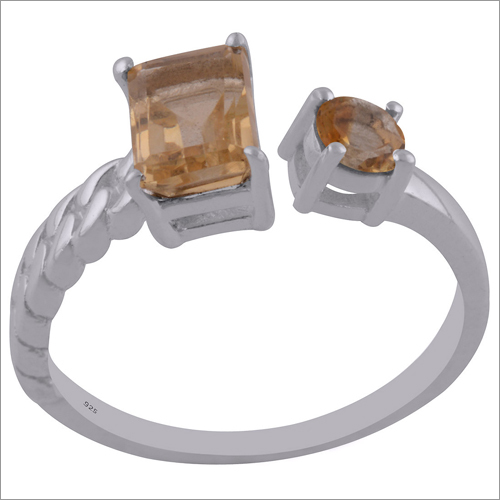 Citrine Natural Gemstone 925 Sterling Solid Silver RoundRectangle Cut Stone Handmade Ring