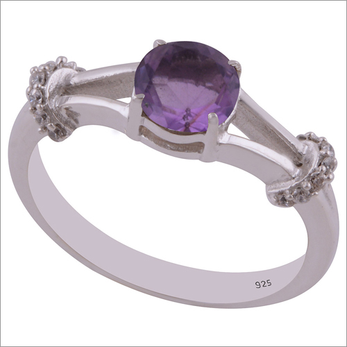 Amethyst Natural Gemstone 925 Sterling Solid Silver Round Cut Stone Handmade Ring