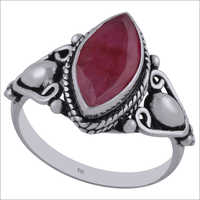 Red Corundum Gemstone 925 Sterling Solid Silver Marquise Cut Stone Handmade Ring
