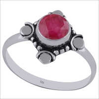 Red Corundum Gemstone 925 Sterling Solid Silver Round Cut Stone Handmade Ring