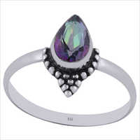 Mystic Topaz Gemstone 925 Sterling Solid Silver Pear Cut Stone Handmade Ring