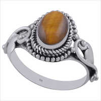 Tiger Eye Natural Gemstone 925 Sterling Solid Silver Oval Cabochon Handmade Ring
