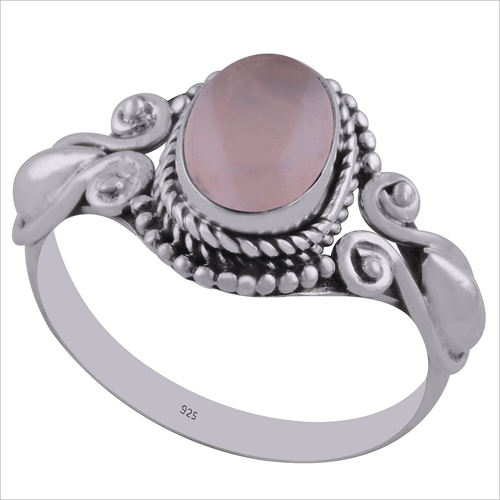 Rose Quartz Natural Gemstone 925 Sterling Solid Silver Oval Cabochon Handmade Ring