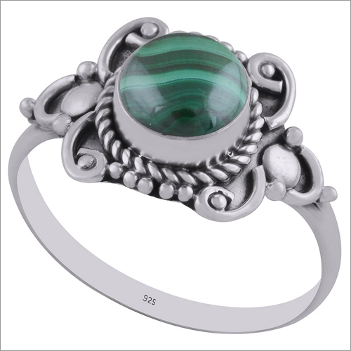 Malachite Natural Gemstone 925 Sterling Solid Silver Round Cabochon Handmade Ring
