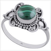 Malachite Natural Gemstone 925 Sterling Solid Silver Round Cabochon Handmade Ring