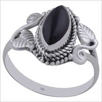 Black Onyx Natural Gemstone 925 Sterling Solid Silver Marquise Cabochon Handmade Ring